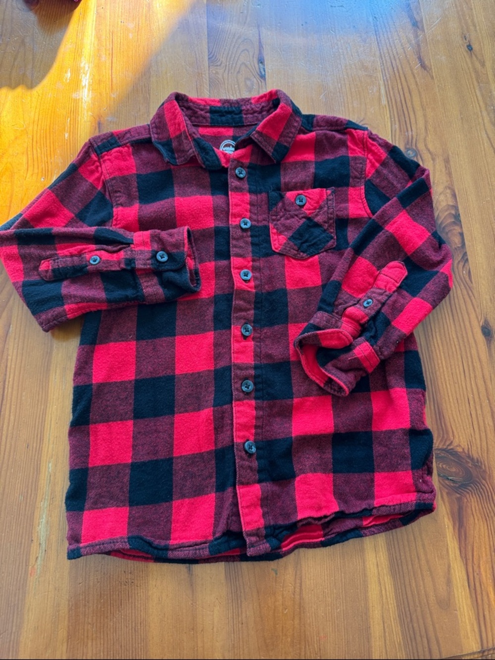 Wonder Nation Red and Black Buffalo Plaid Button-Down Shirt